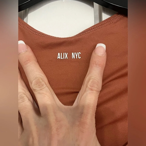 Alix NYC Odin pleat detail bodysuit in clay - Picture 4 of 7